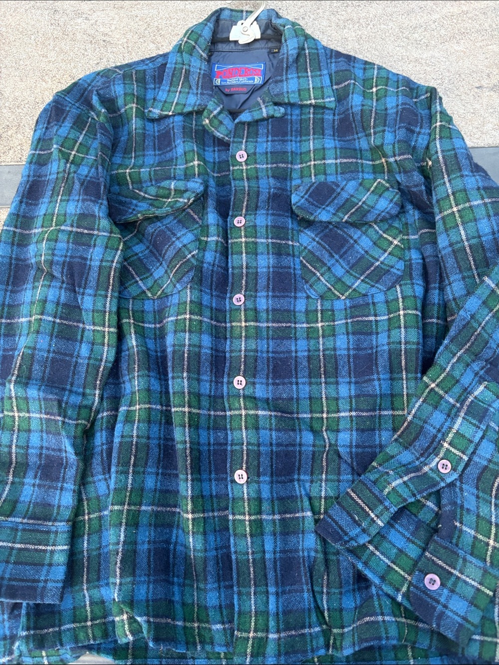 Blue & Green Plaid Wool Shirt Jacket